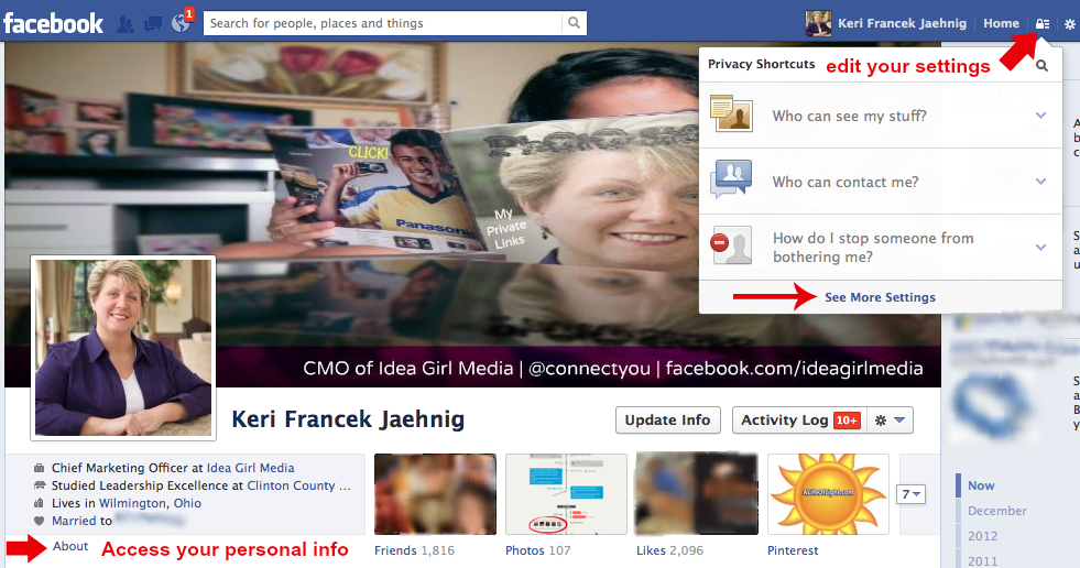 Edit personal settings to prepare for Facebook's Graph Search, explained by Keri Jaehing of Idea Girl Media